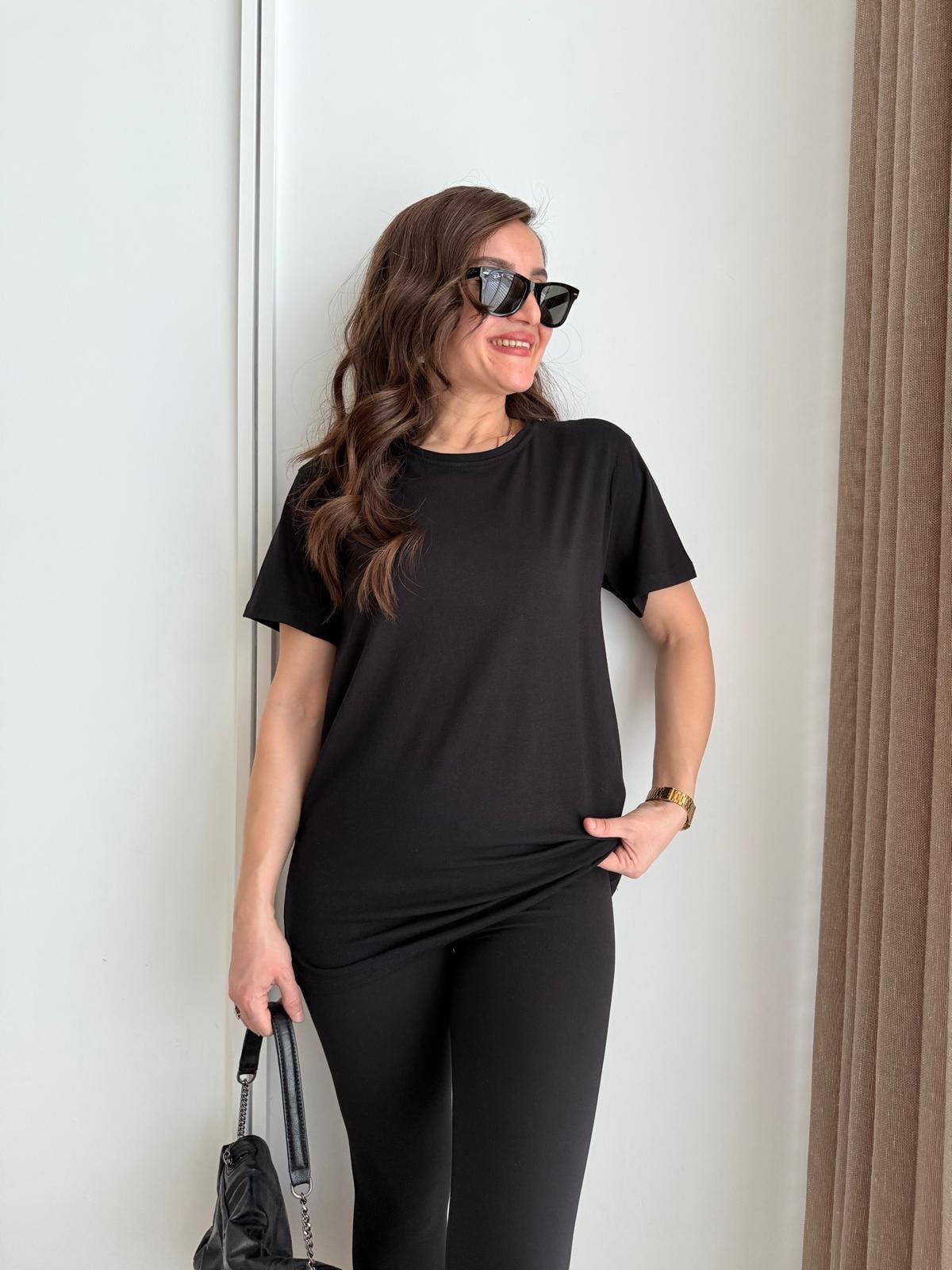 Siyah Bisiklet Yaka Basic Tshirt 29775