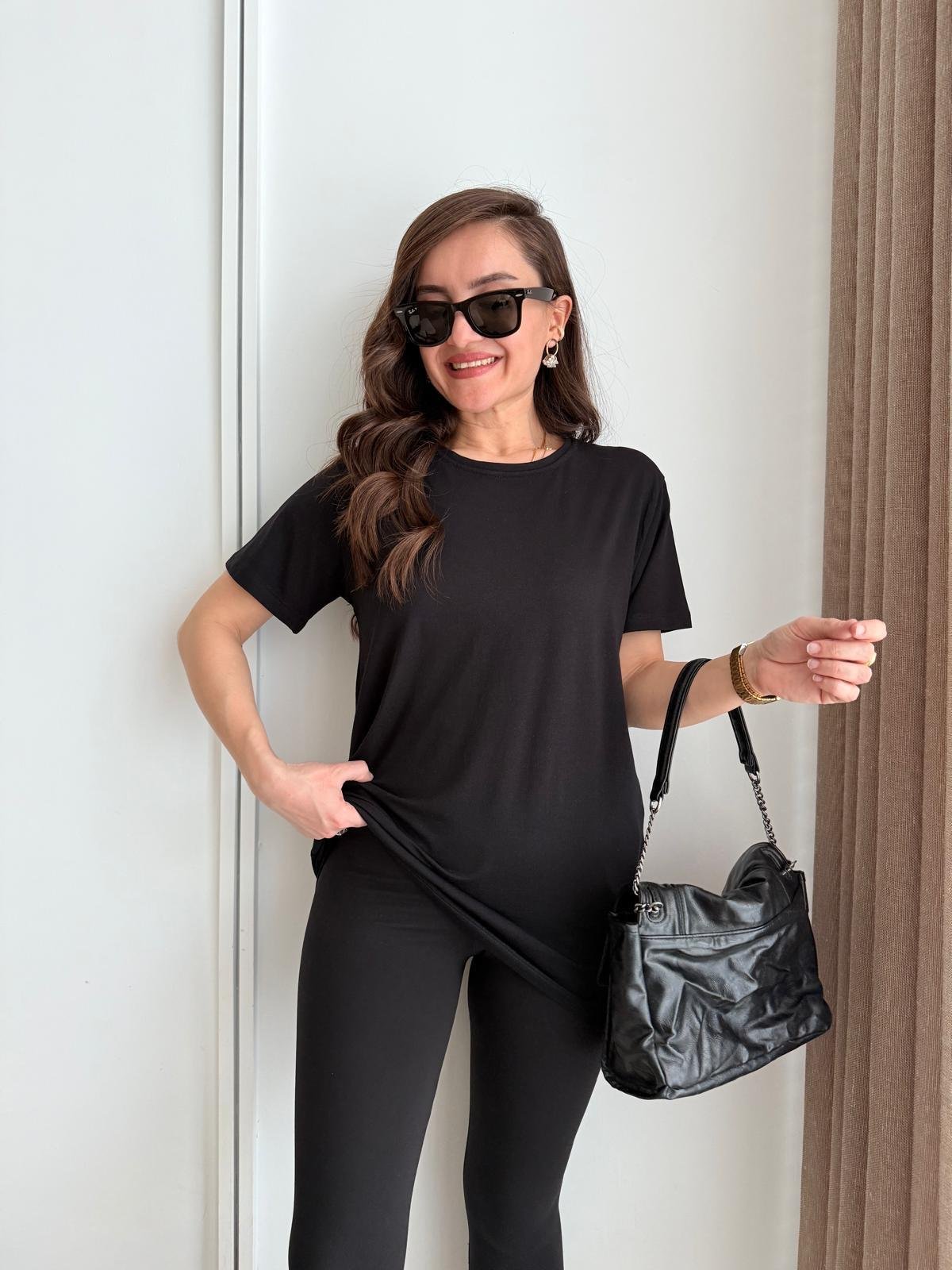 Siyah Bisiklet Yaka Basic Tshirt 29775