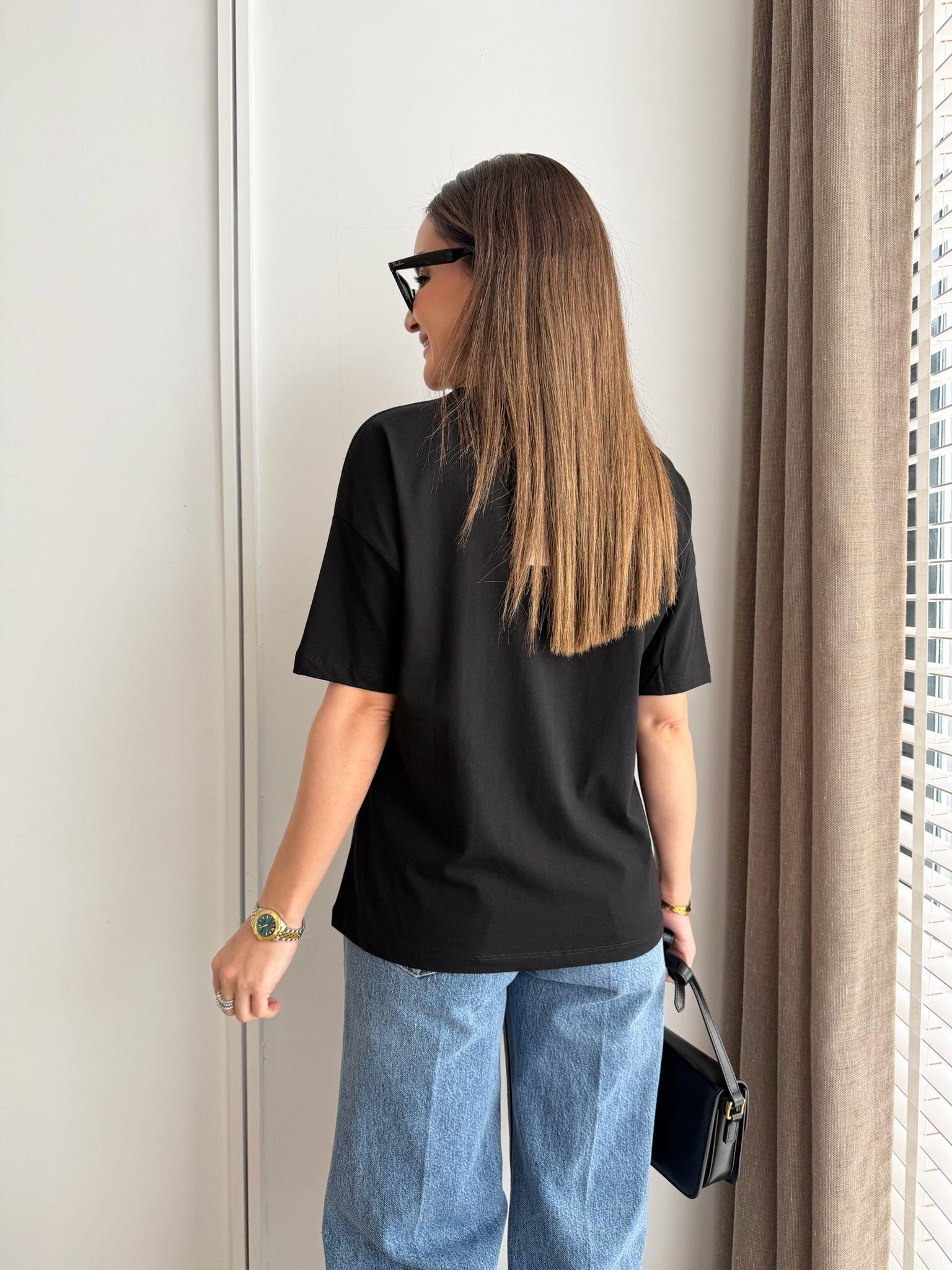 Siyah Bisiklet Yaka Basic Tshirt 3683