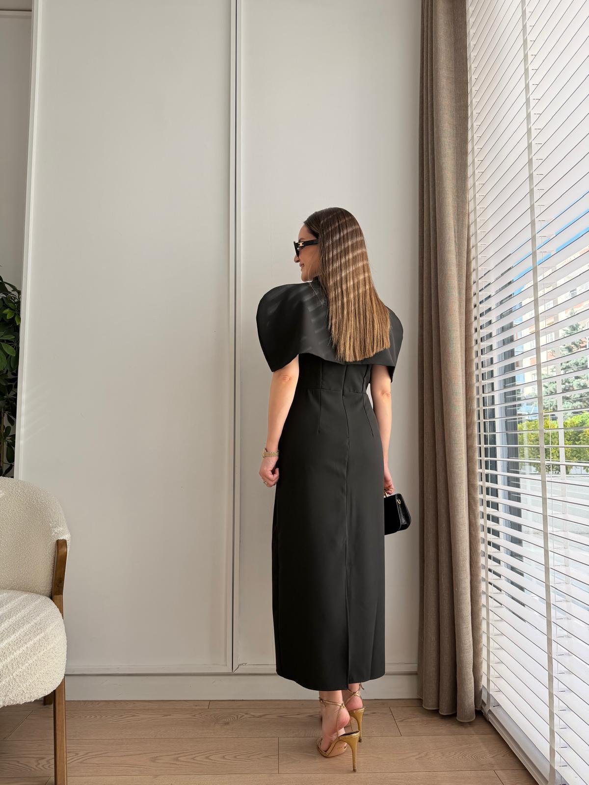 Siyah Bolera Detaylı Tasarım Elbise 8425