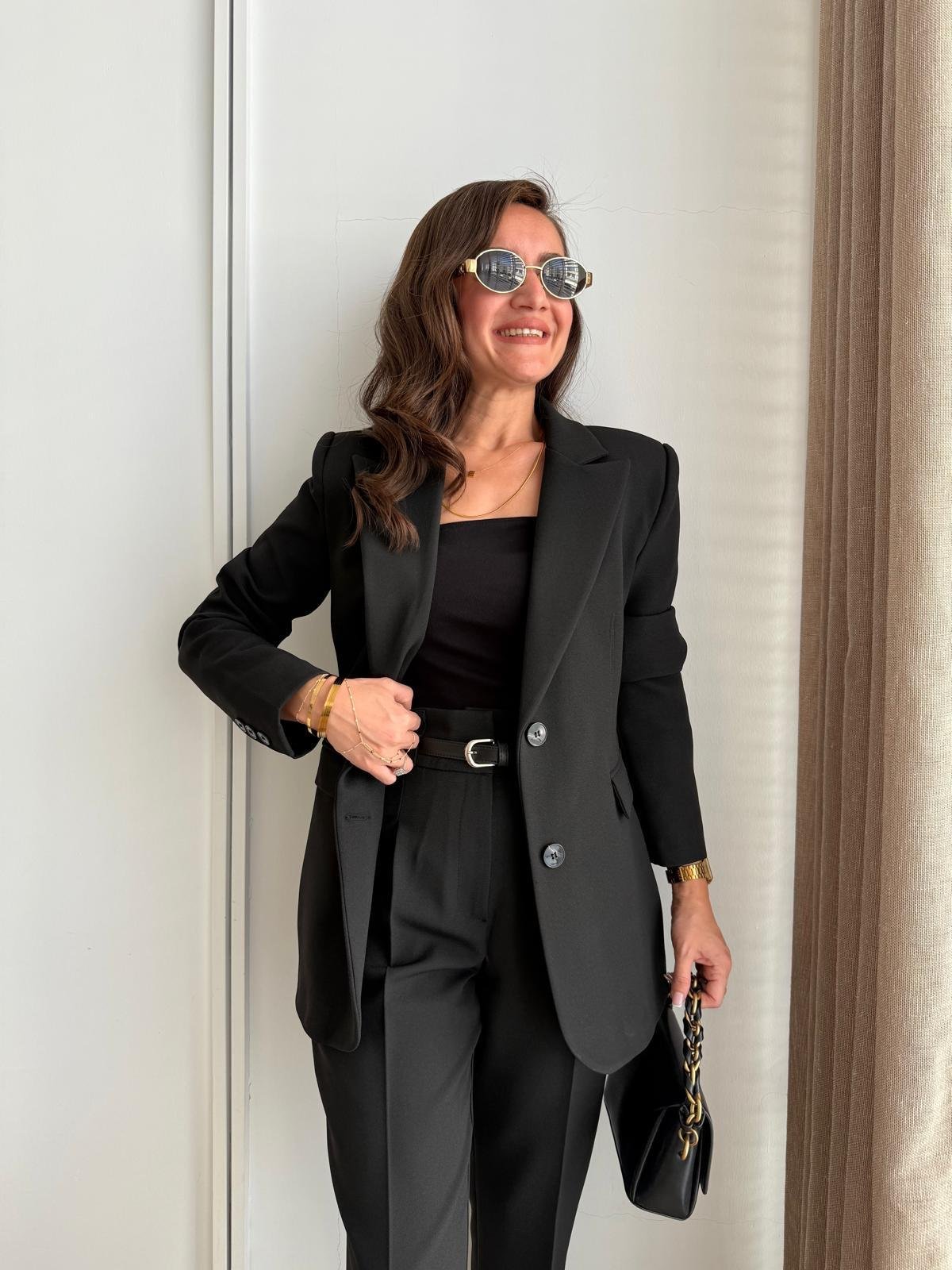 Siyah Düğmeli Slimfit Blazer Ceket 7542