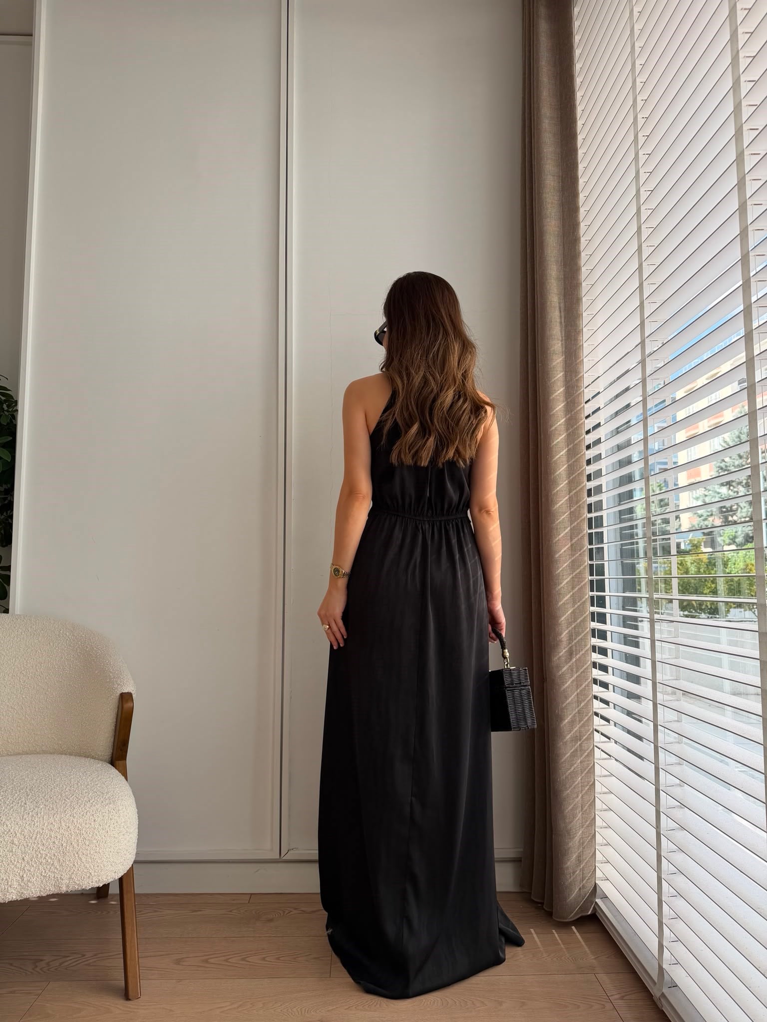 Siyah Düğüm Detaylı Boyundan Bağlamalı Jakar Ebise 251656