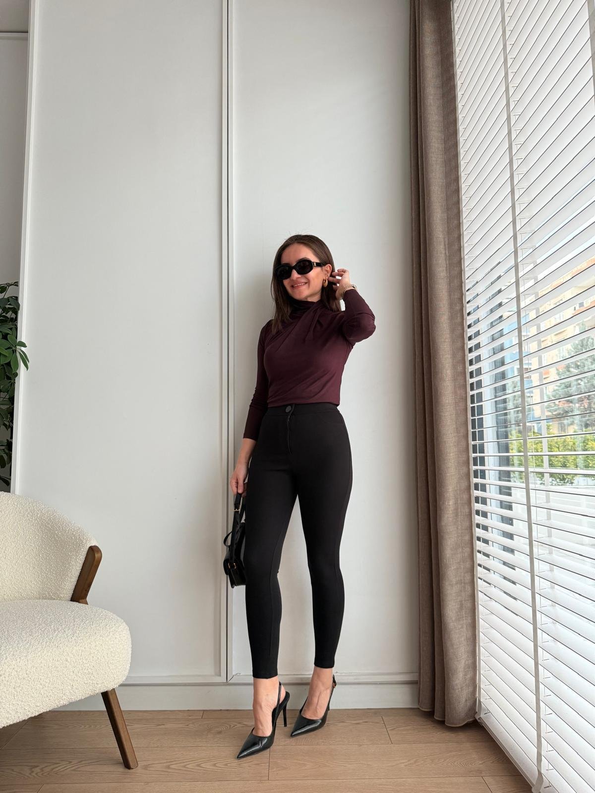 Siyah Full Likralı Tayt Pantolon 4480