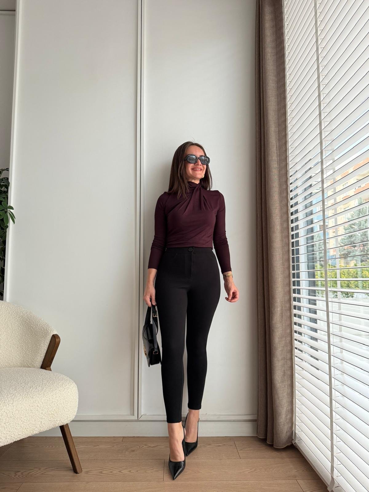 Siyah Full Likralı Tayt Pantolon 4480
