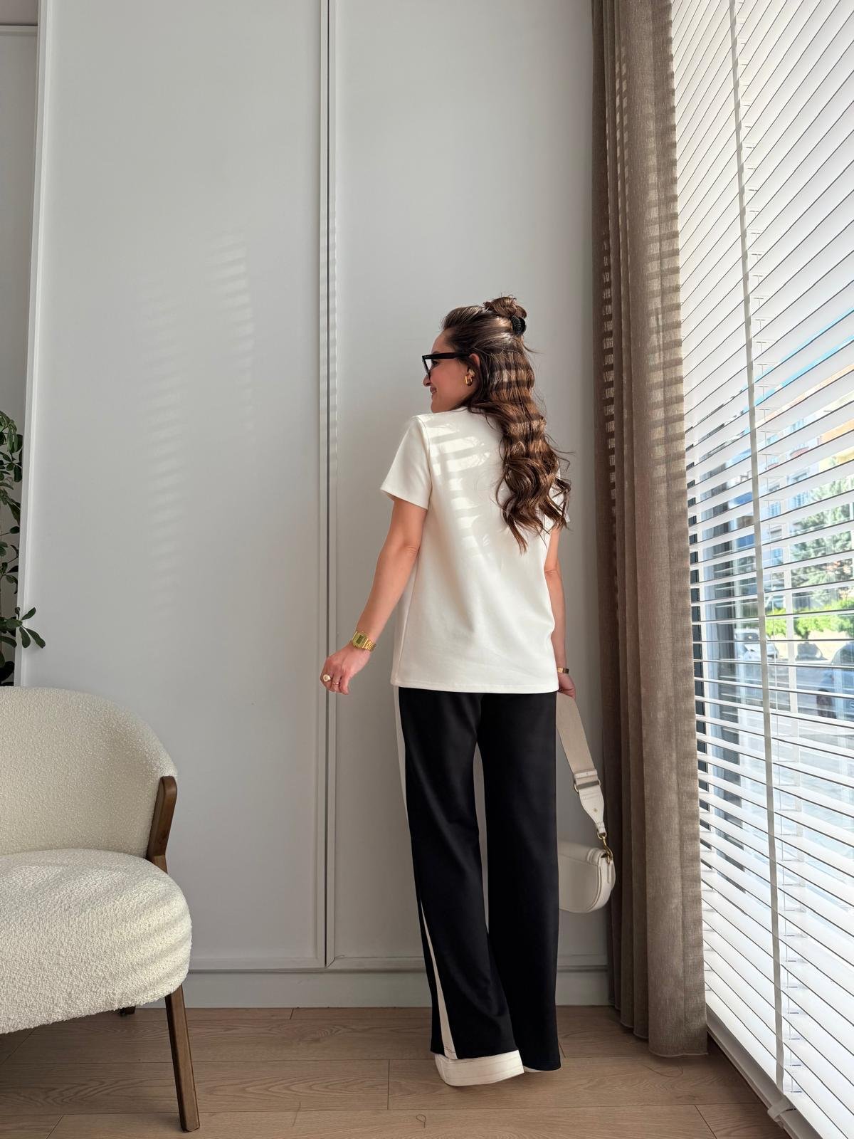 Siyah Gül Nakışlı Modal Kumaş Takım 2233