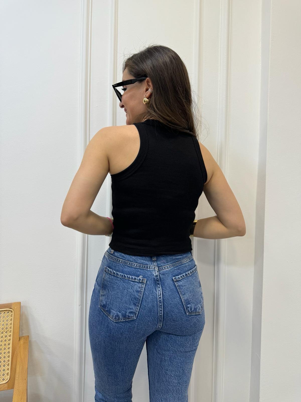 Siyah Halter Yaka Atlet 3402