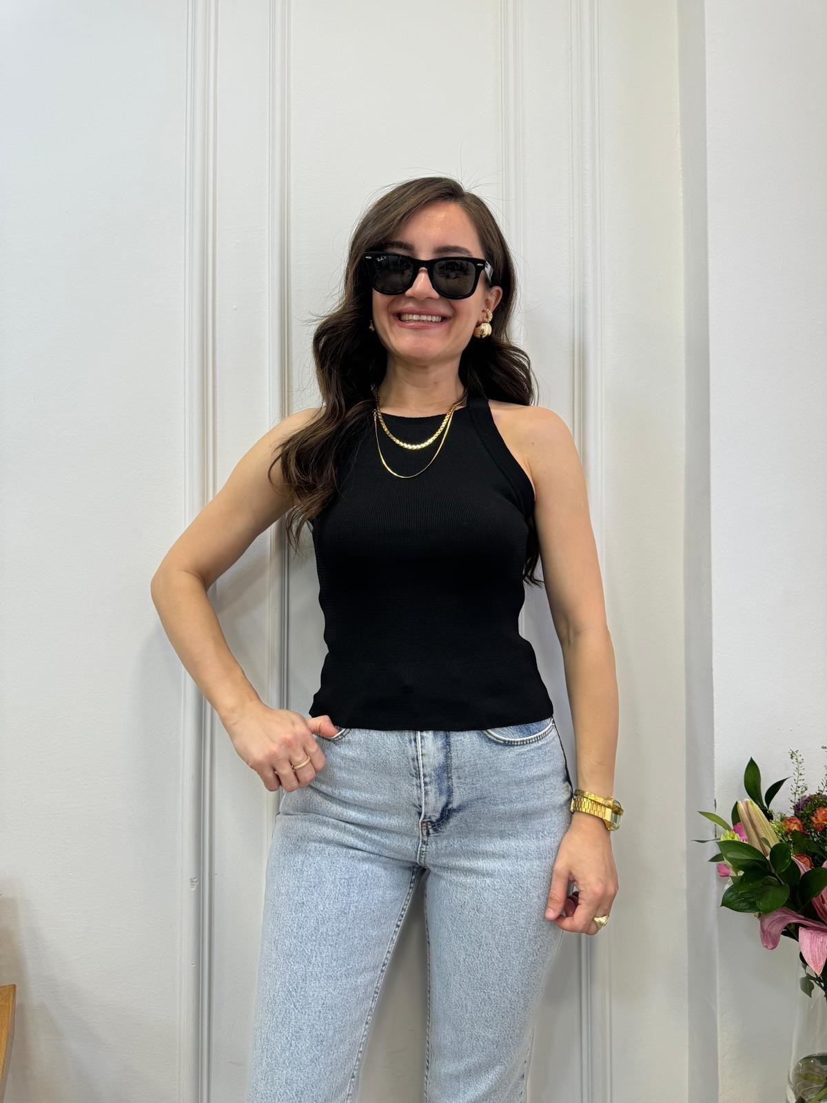 Siyah Halter Yaka Triko Atlet 4252