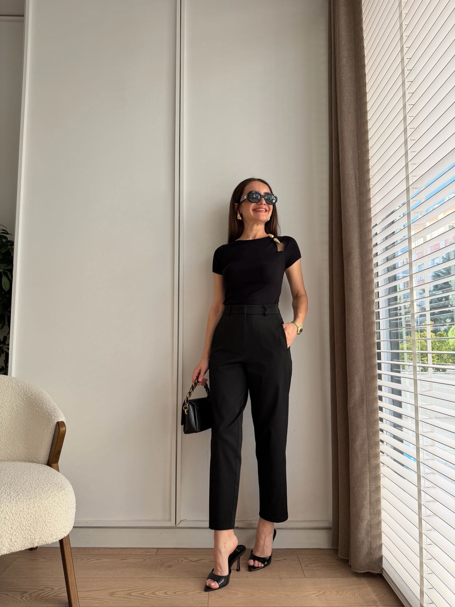 Siyah Havuç Kumaş Pantolon 9957