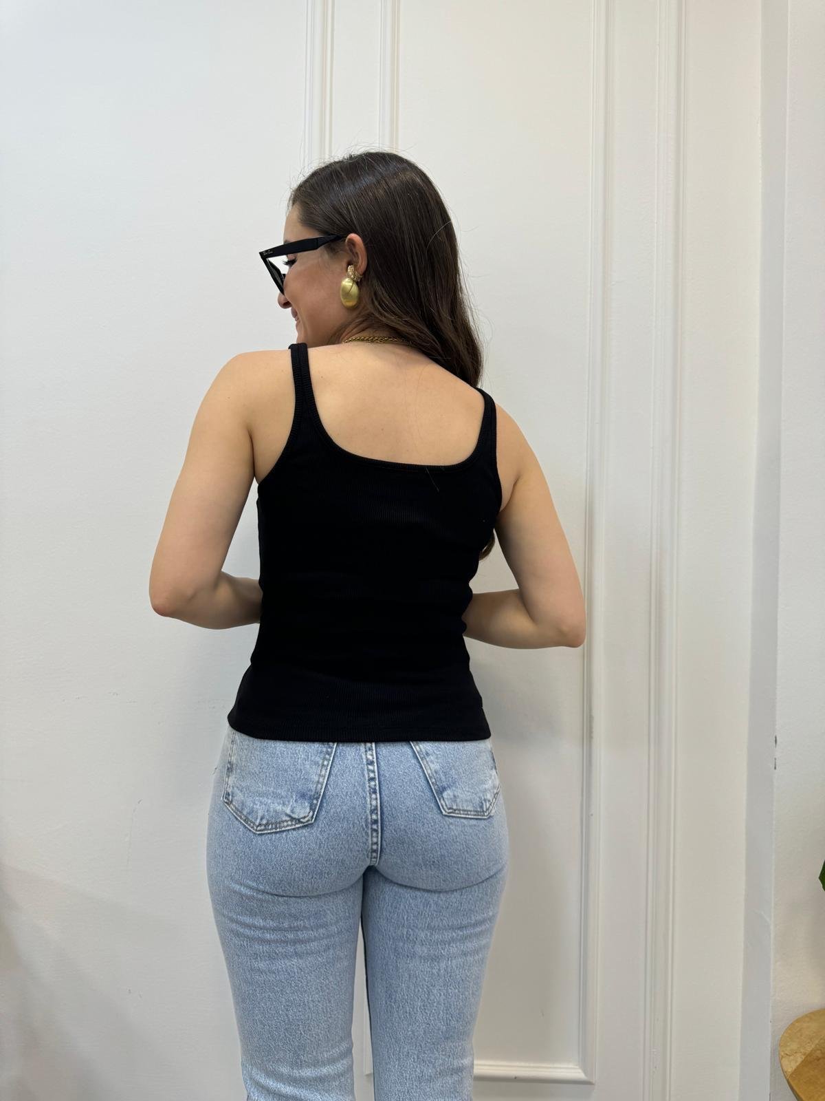 Siyah İnce Askılı Biyeli Atlet 1031