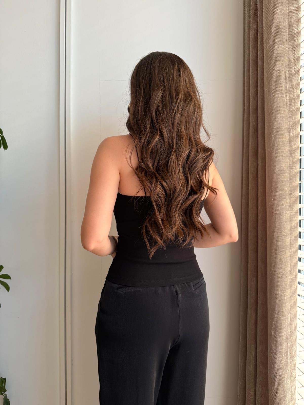 Siyah İp Askılı Uzun Atlet 4829