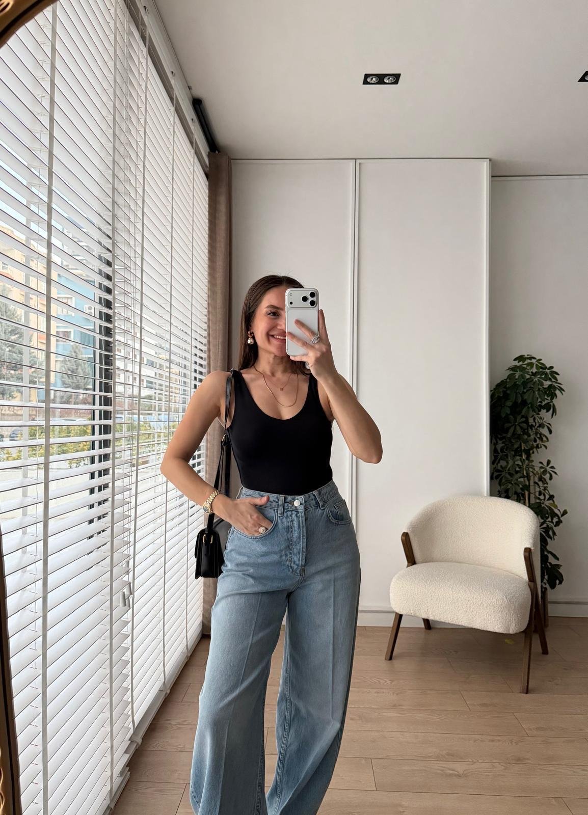 Siyah Kalın Askılı Bodysuit 1075