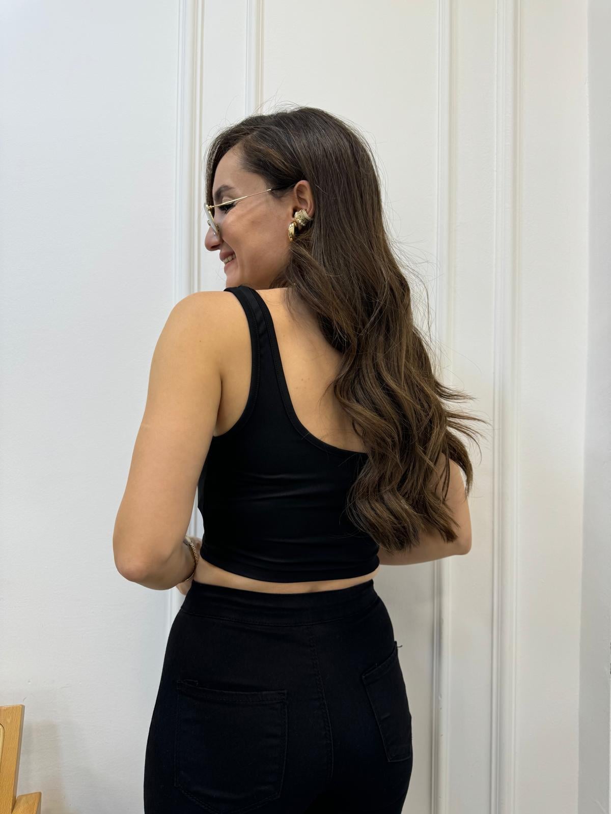 Siyah Kalın Askılı Crop 22637