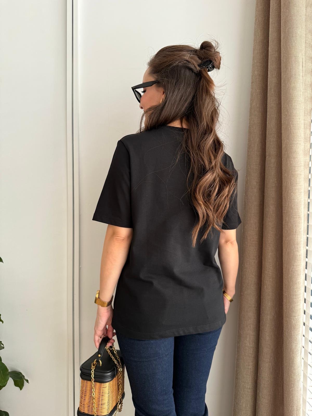 Siyah Kalp Detaylı Tshirt 251058