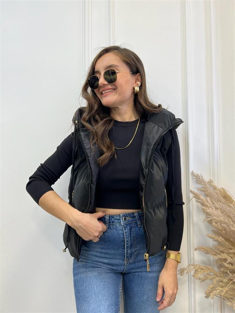 Siyah Kapüşonlu İnfinity Şişme Yelek 11103