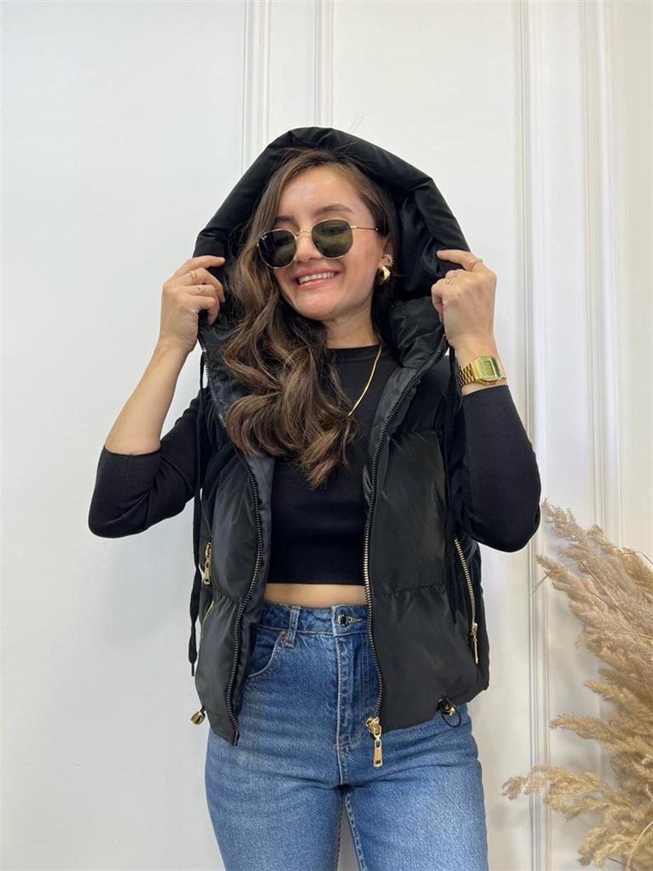 Siyah Kapüşonlu İnfinity Şişme Yelek 11103