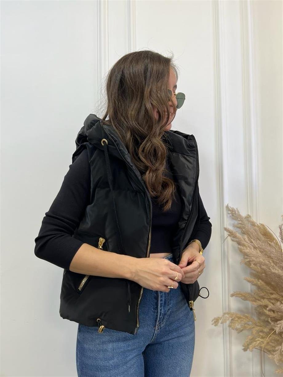 Siyah Kapüşonlu İnfinity Şişme Yelek 11103