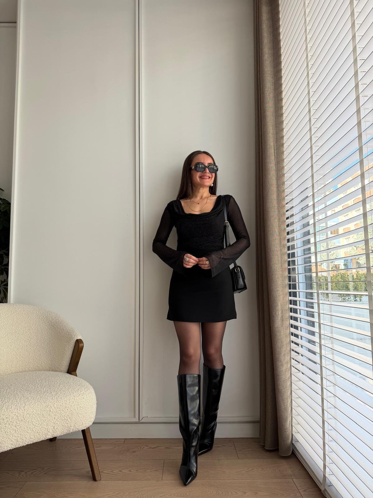 Siyah Lüx Kalite Mini Boy Etek 17301