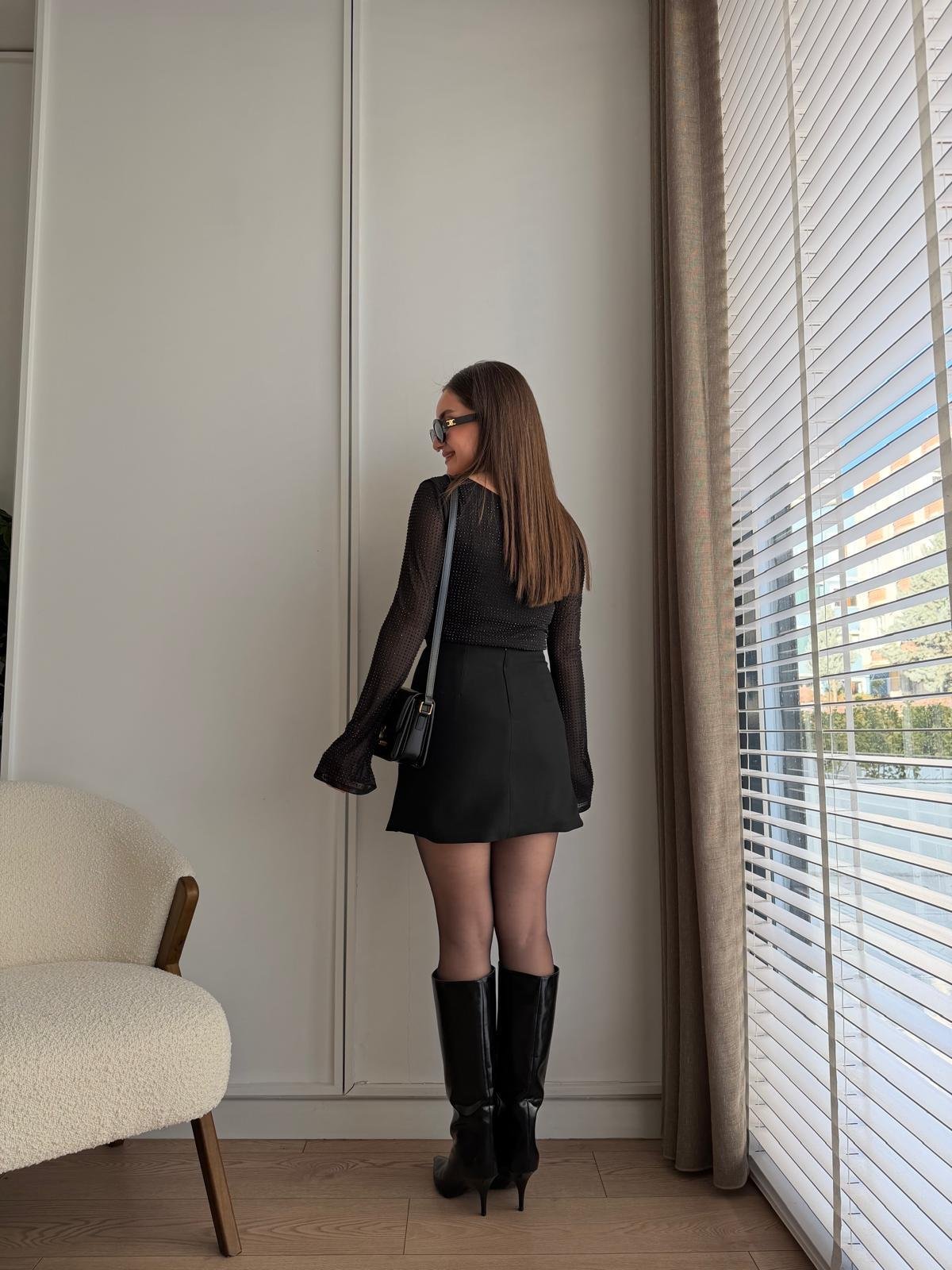 Siyah Lüx Kalite Mini Boy Etek 17301