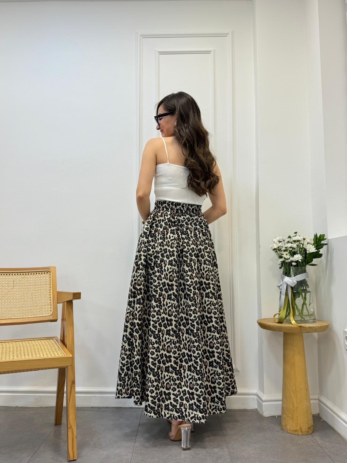 Siyah Maxi Boy Leopar Etek 22035
