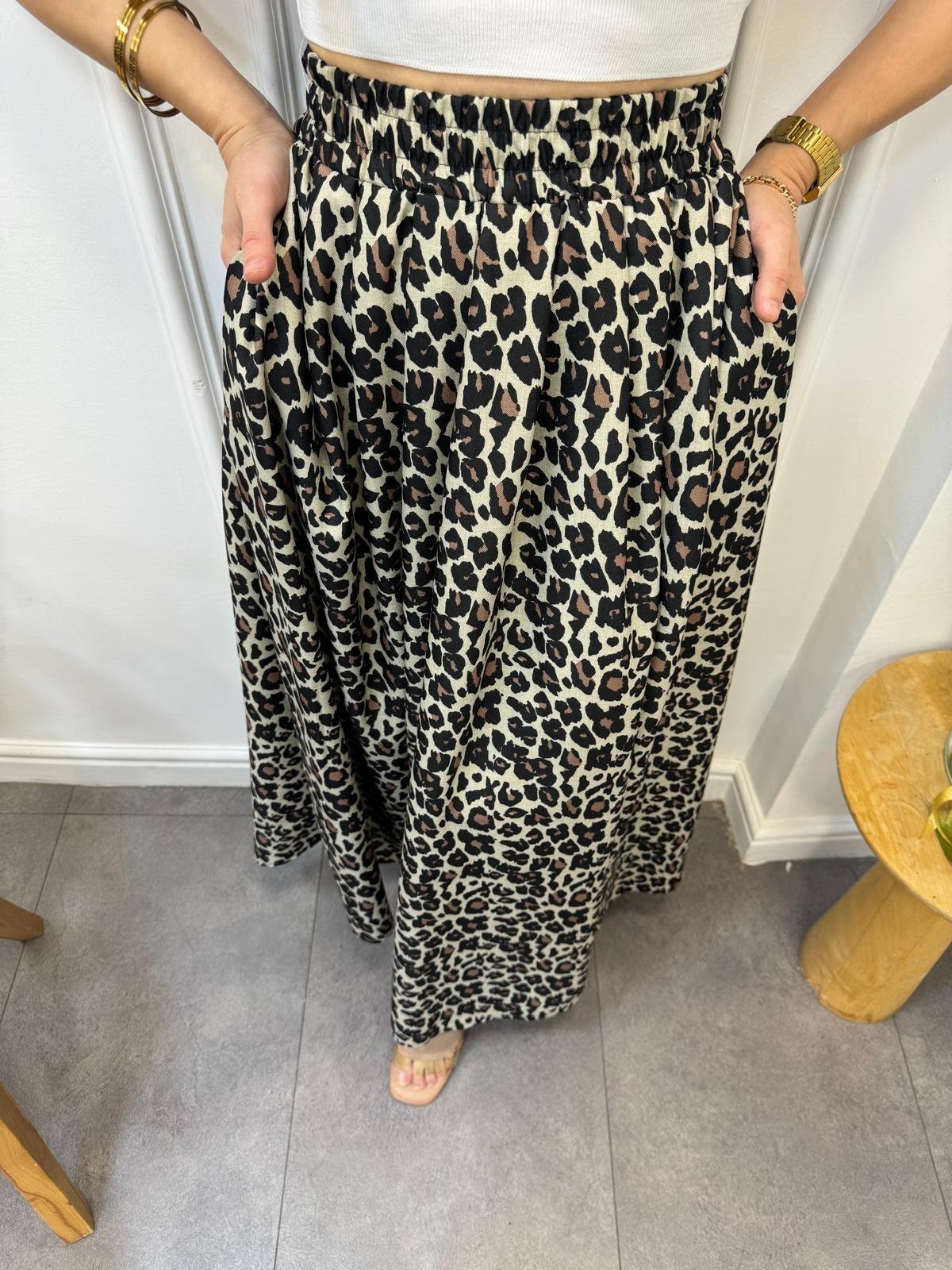 Siyah Maxi Boy Leopar Etek 22035