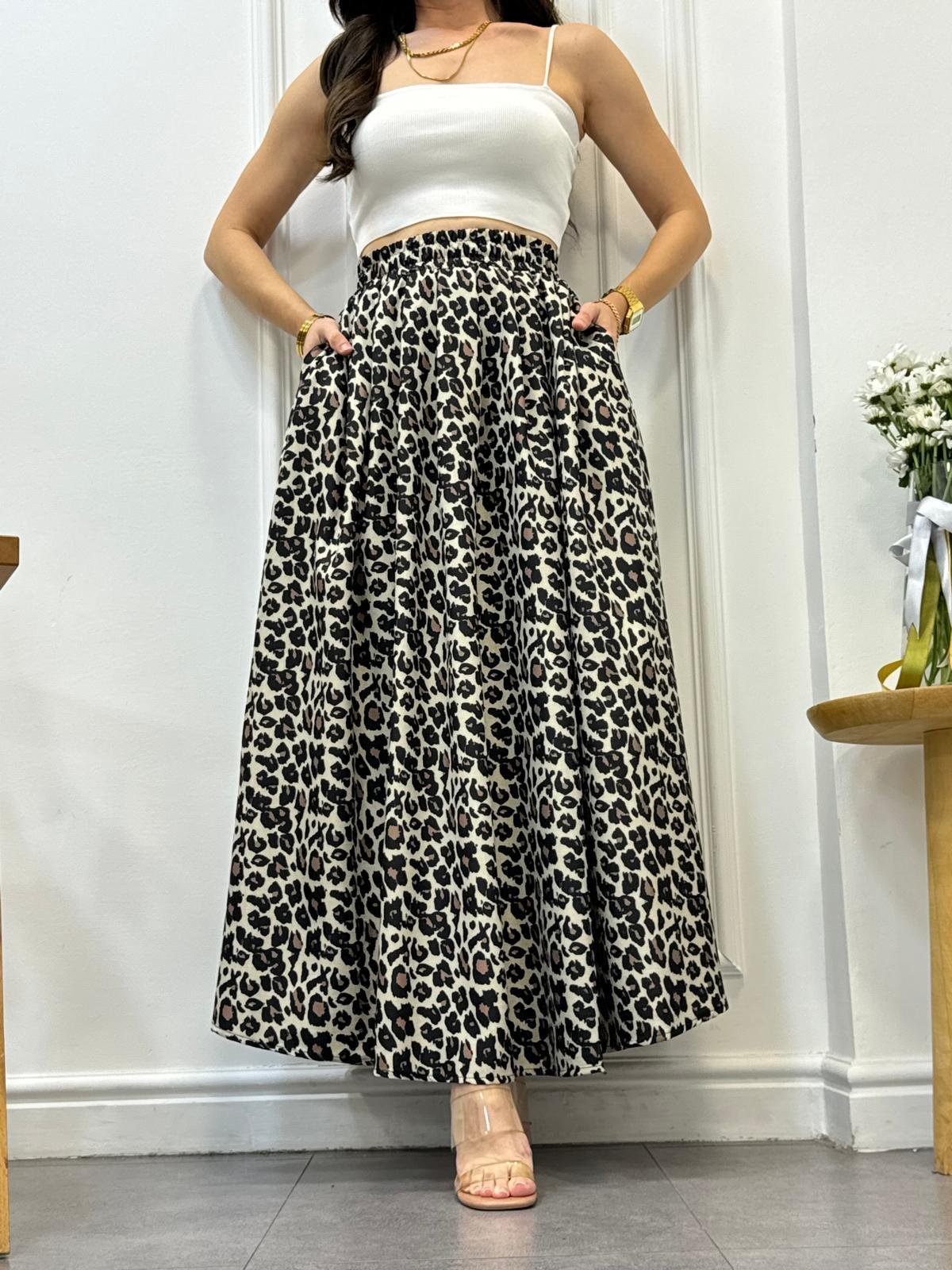 Siyah Maxi Boy Leopar Etek 22035