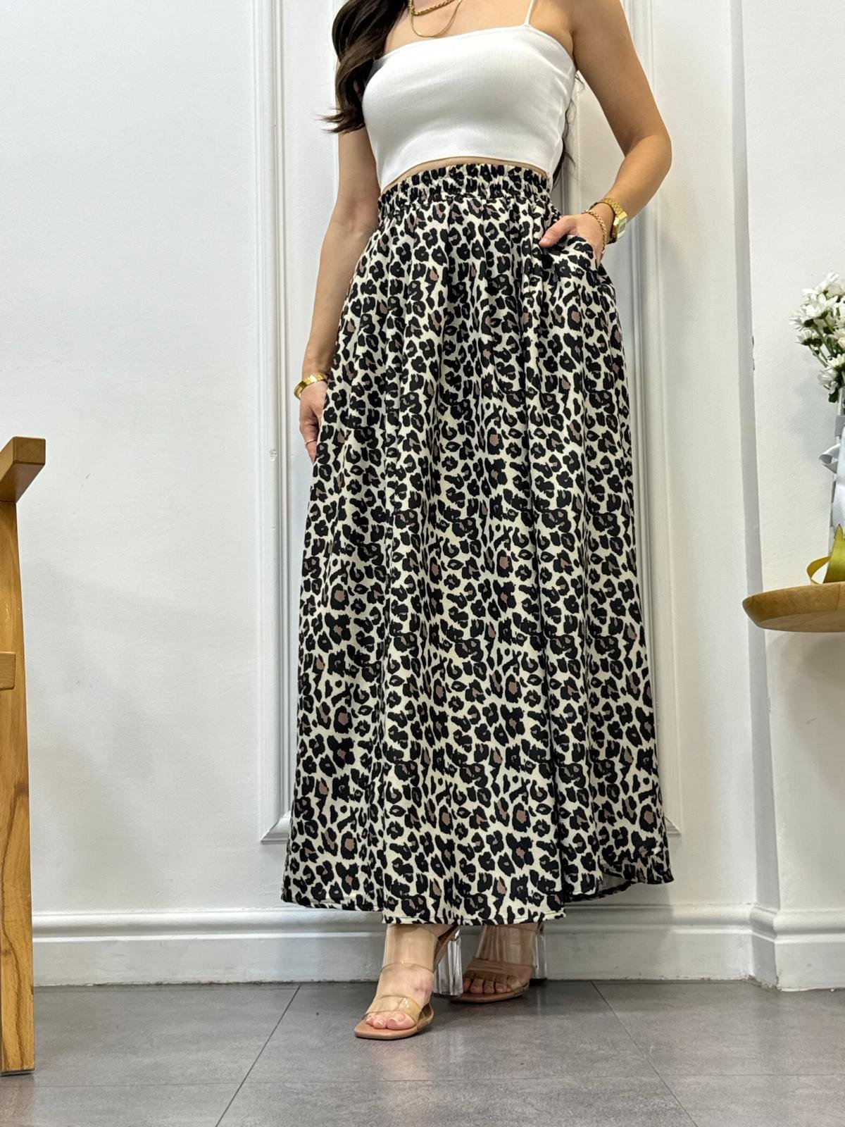 Siyah Maxi Boy Leopar Etek 22035