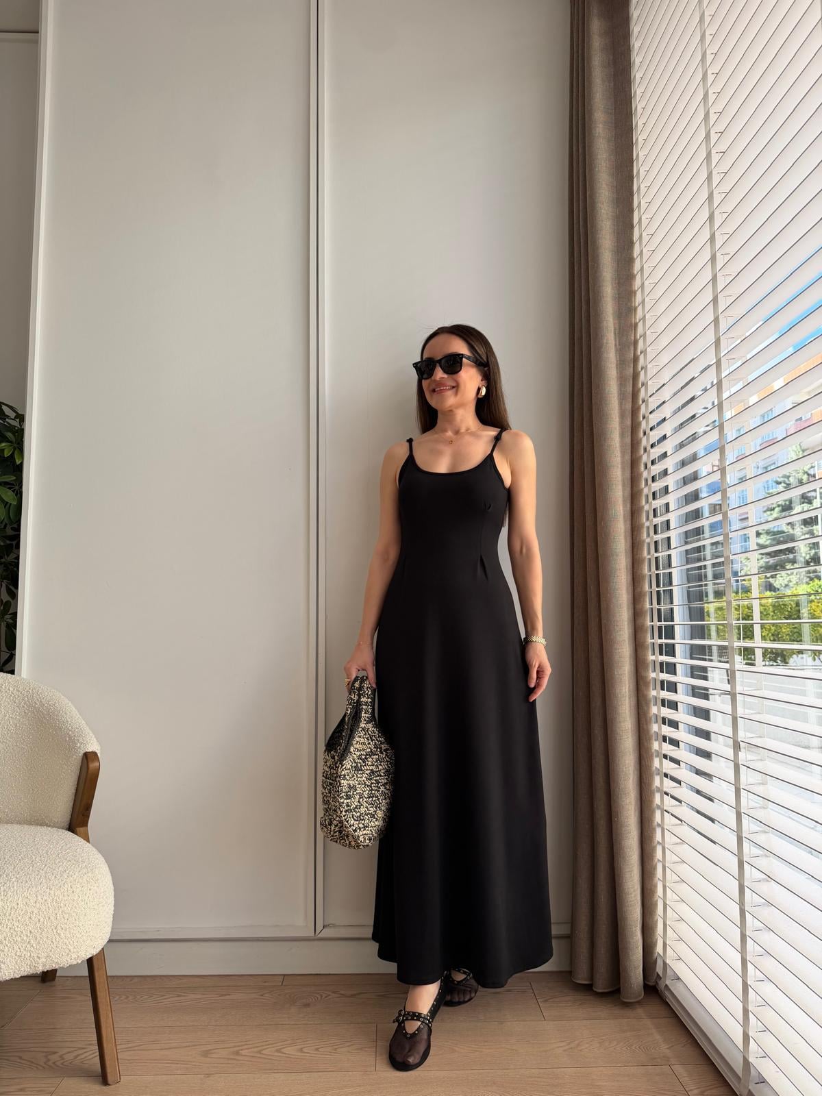 Siyah Modal Gömlek Elbise Takım 4103