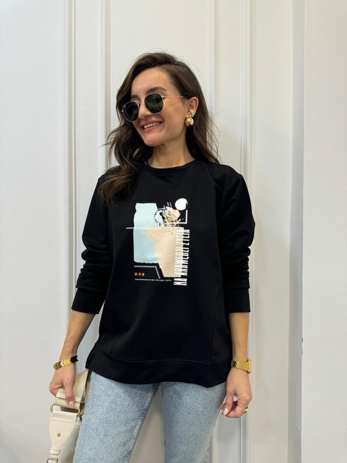 Siyah Ön Baskılı Sweatshırt 28980
