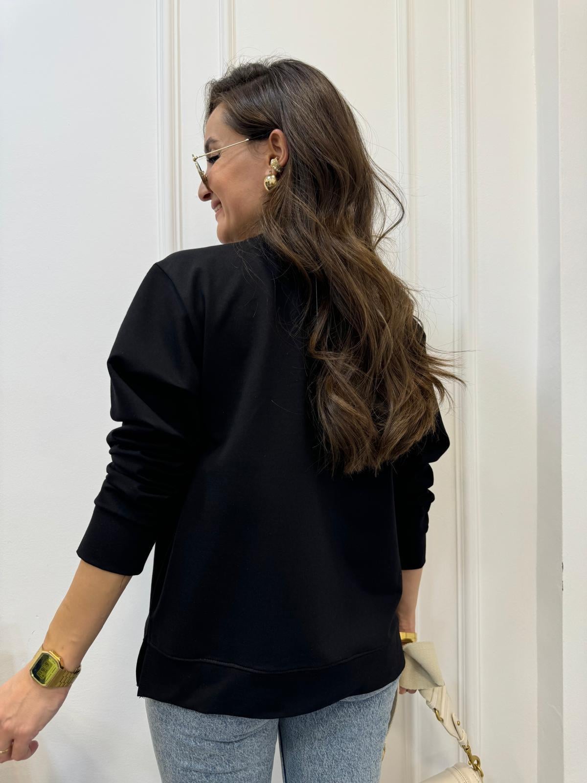 Siyah Ön Baskılı Sweatshırt 28980