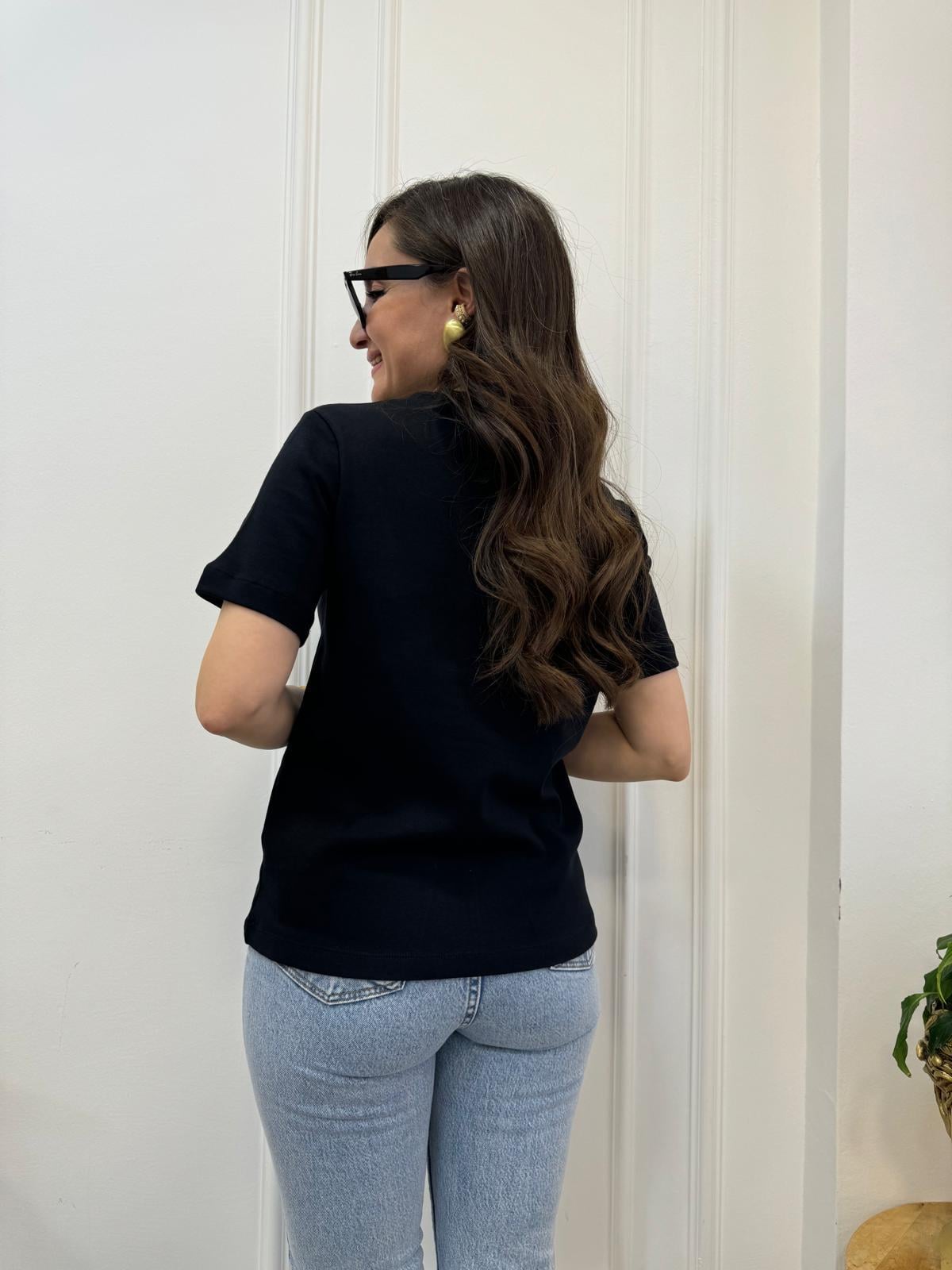 Siyah Orjinal Marka Basic Tişört 2404