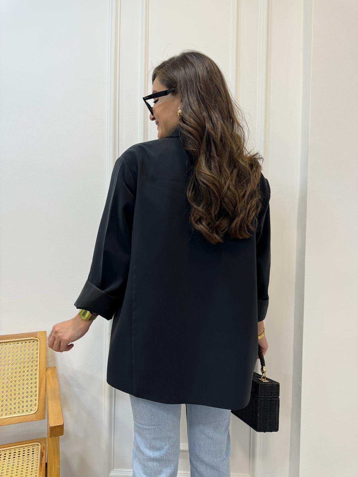 Siyah Premıum Kalite Torba Cep Blazer Ceket 9437