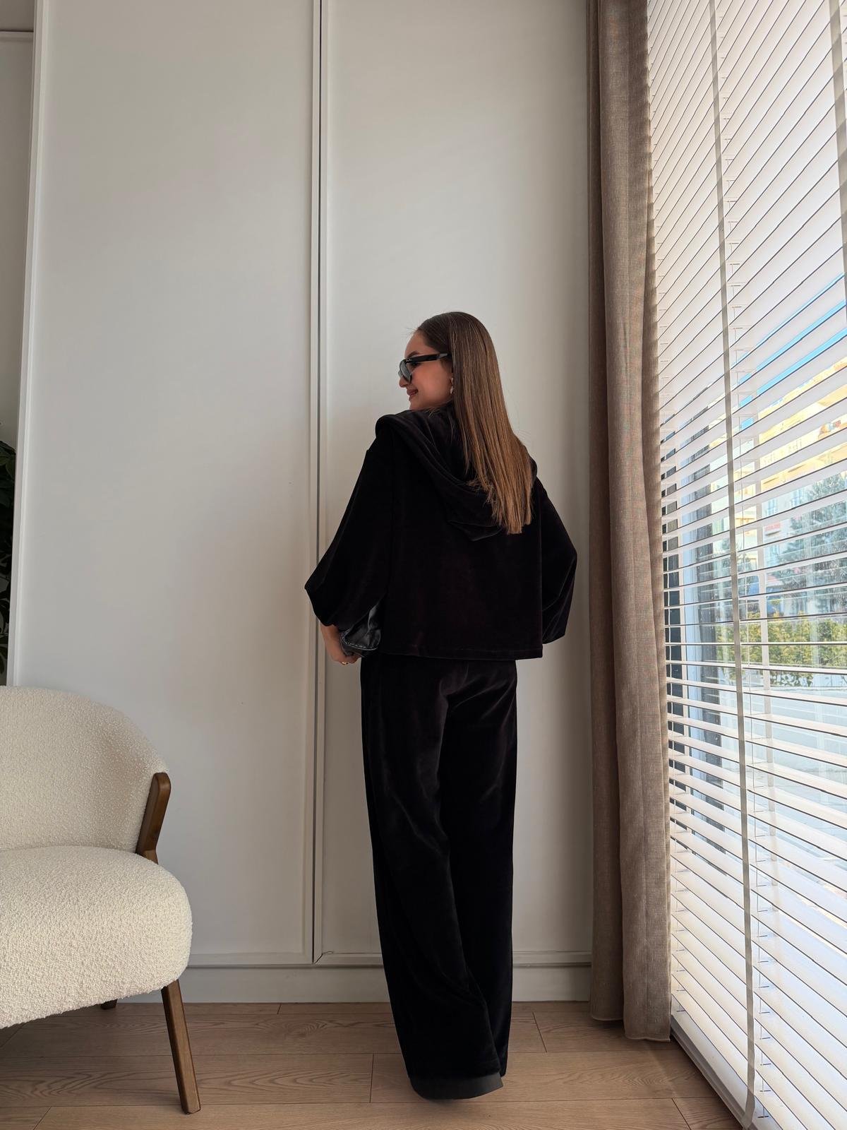 Siyah Premium Seri Kadife Üçlü Takım 0097