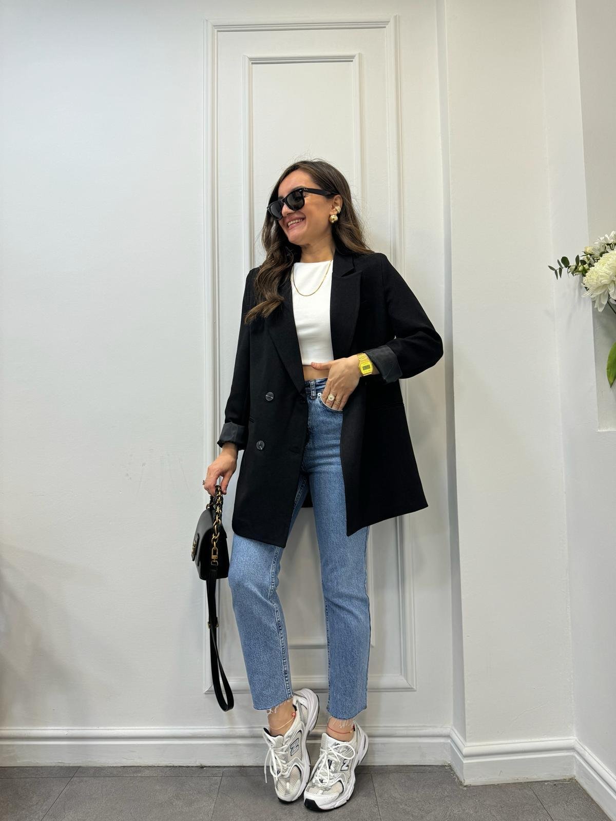 Siyah Premium Yün Efekt Astarlı Blazer Ceket 7066