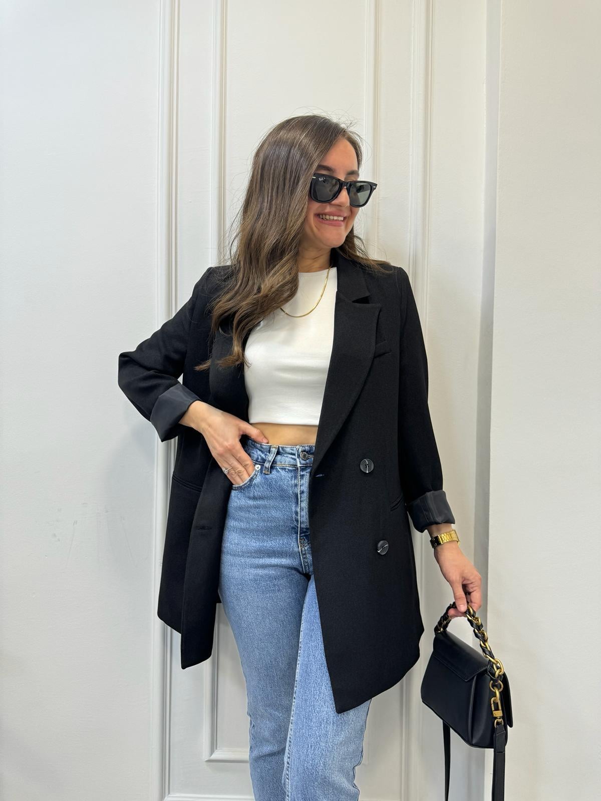 Siyah Premium Yün Efekt Astarlı Blazer Ceket 7066
