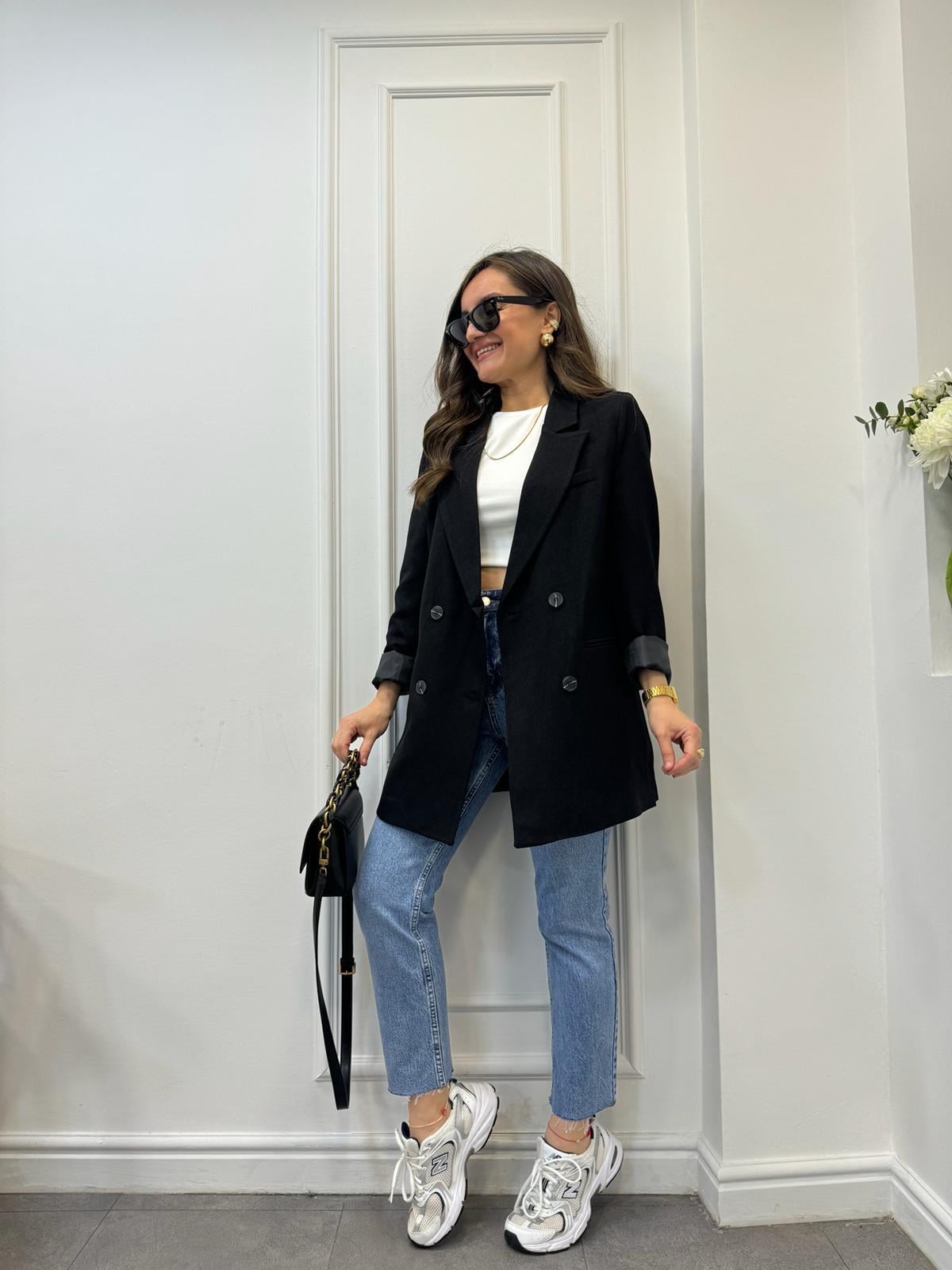Siyah Premium Yün Efekt Astarlı Blazer Ceket 7066