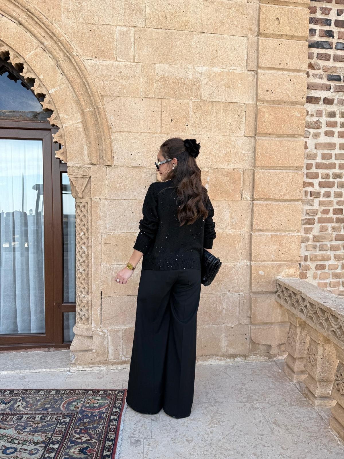 Siyah Pul İşlemeli Triko Hırka 4960
