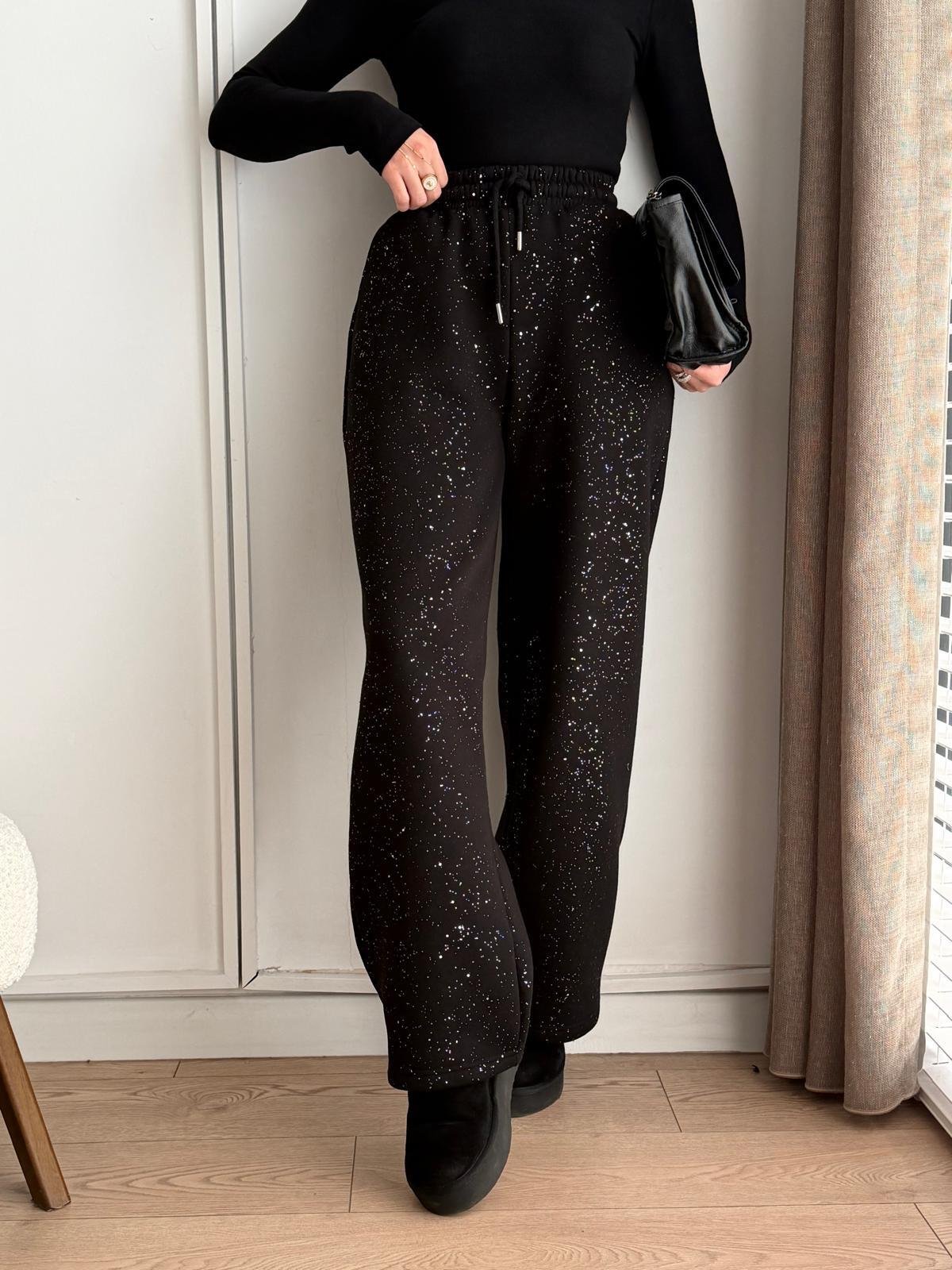 Siyah Simli Şardonlu Eşofman 4223