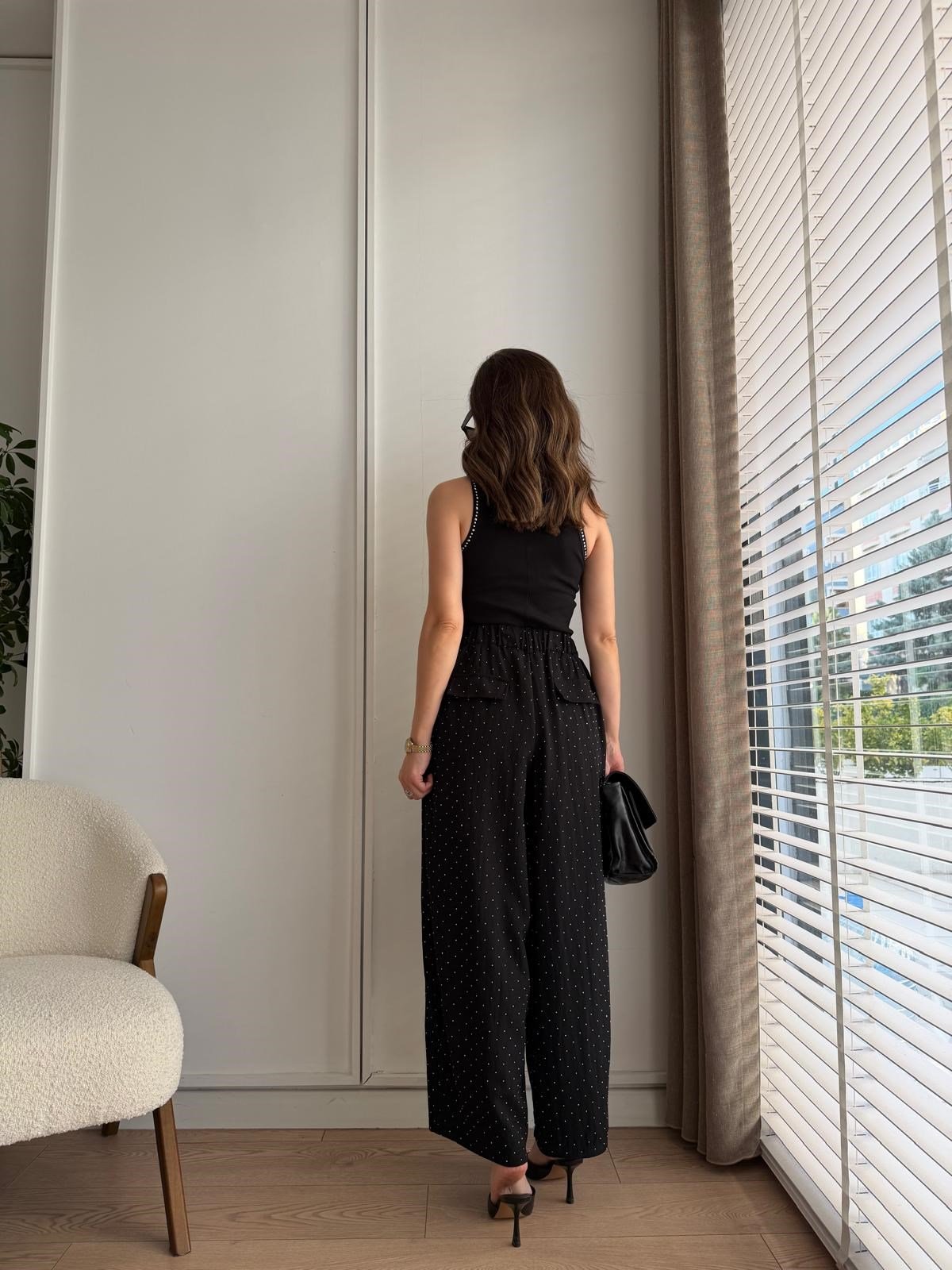 Siyah Taşlı Balon Pantolon 51434