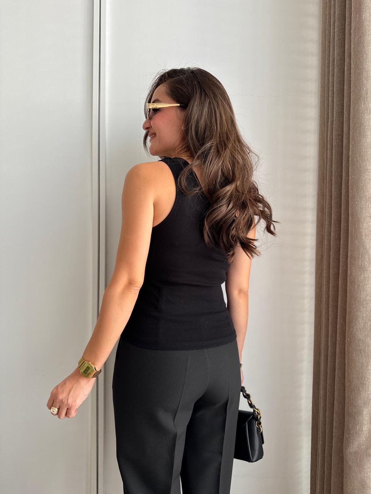 Siyah Tek Omuz Aksesuar Detaylı Bluz 251034