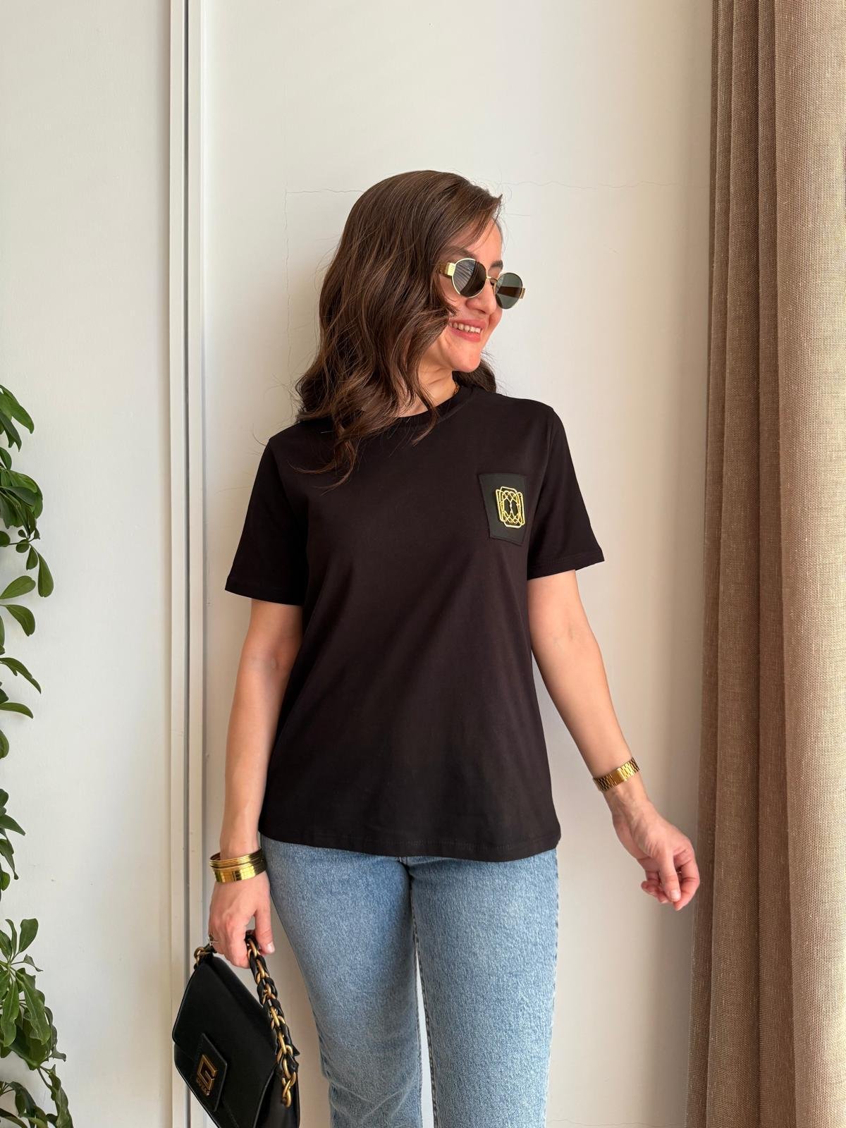 Siyah Toka Detaylı Tshirt 16858
