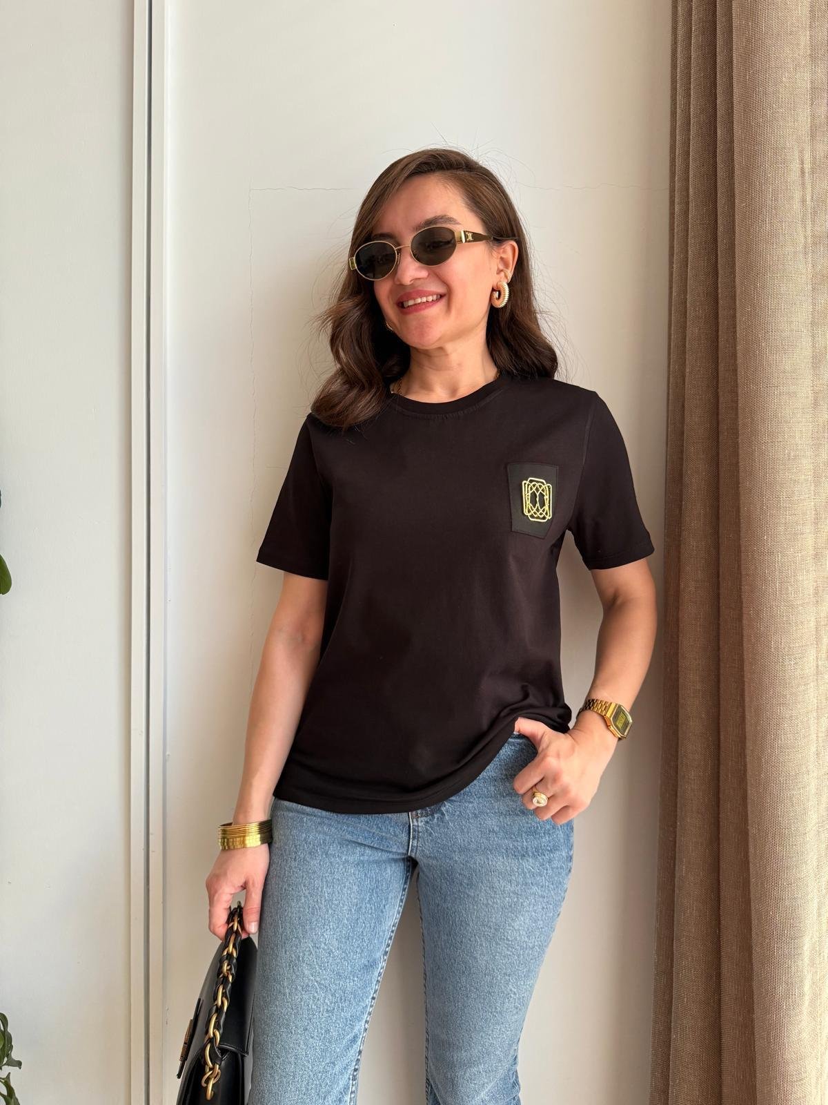 Siyah Toka Detaylı Tshirt 16858