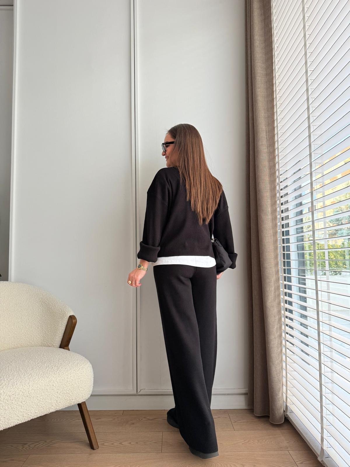 Siyah Triko Hırka Pantolon Takım 5018