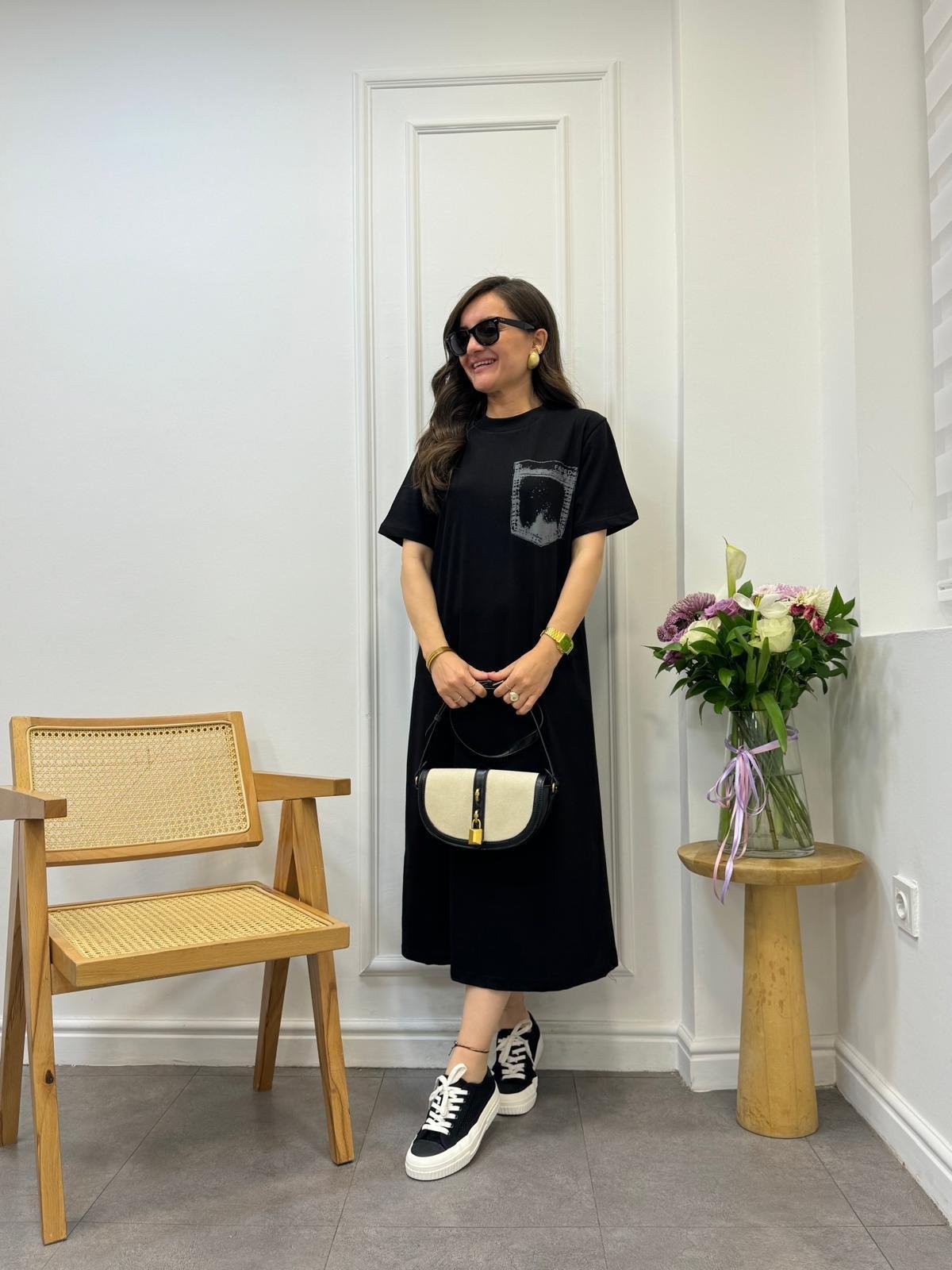 Siyah TWS Model Basic Elbise 015