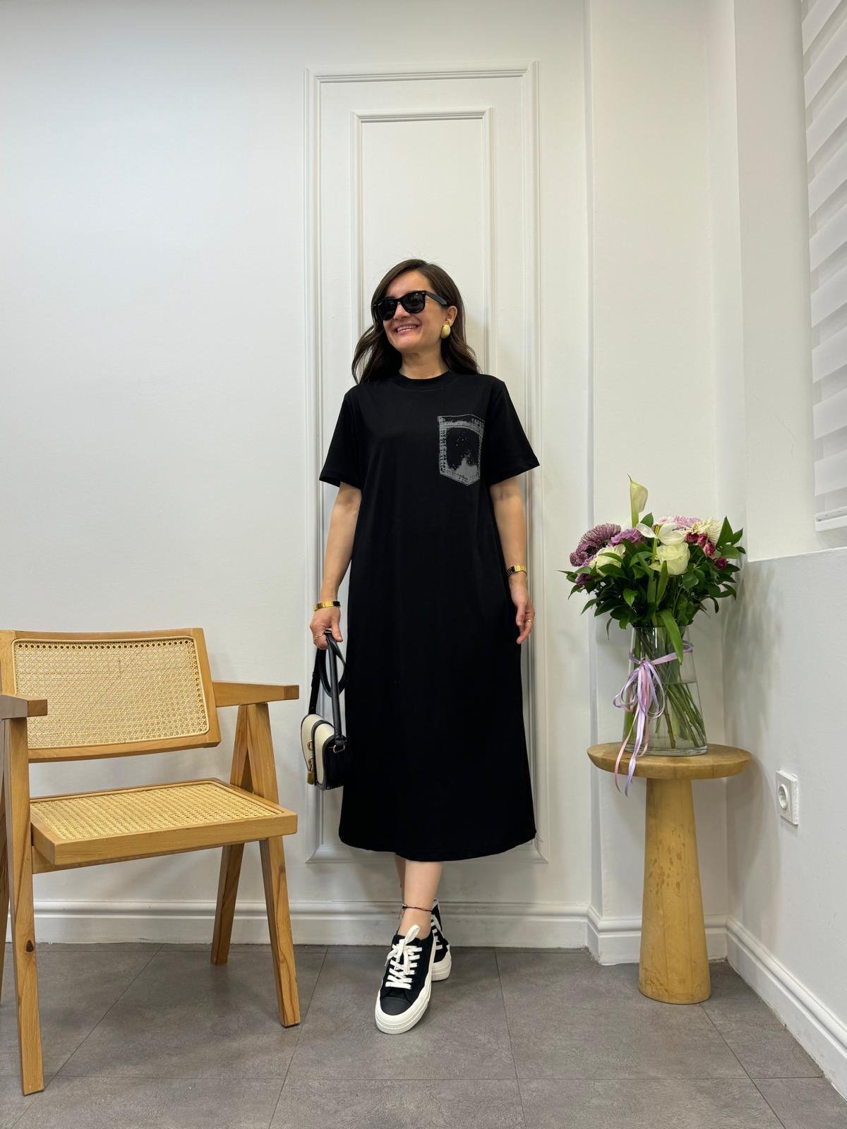 Siyah TWS Model Basic Elbise 015