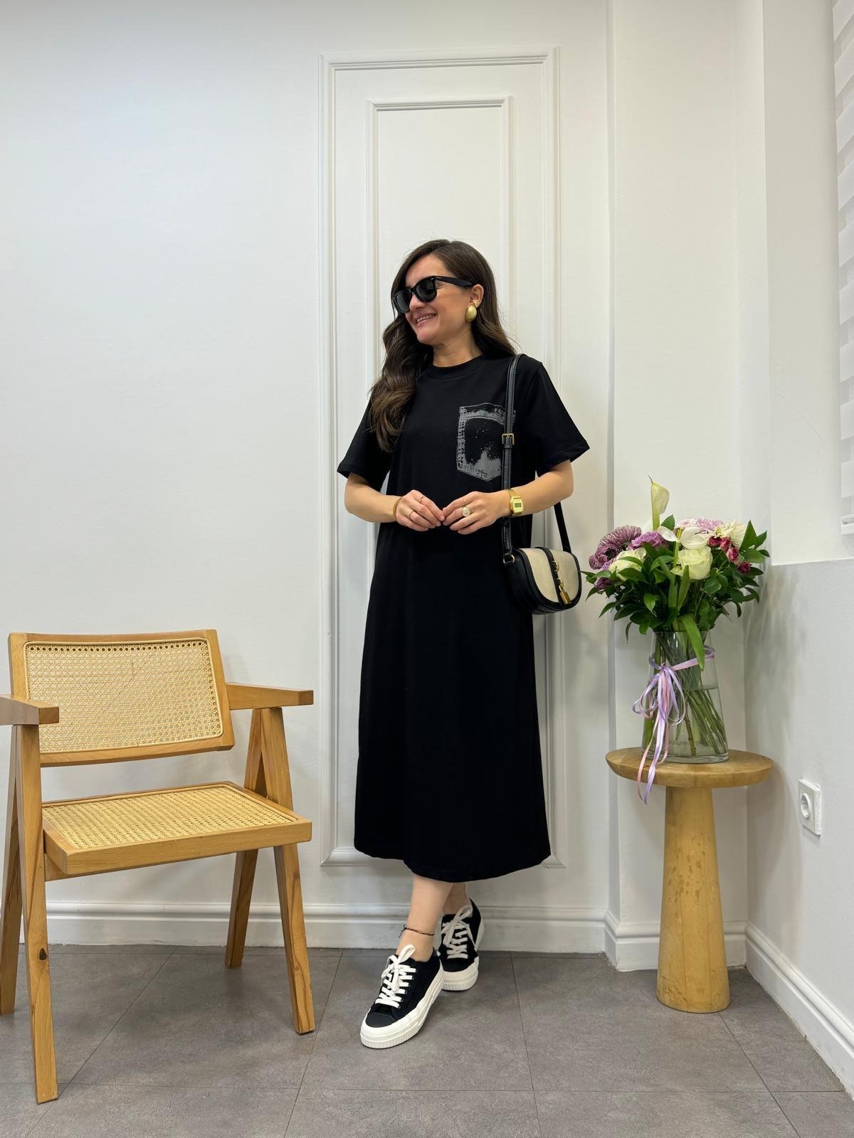 Siyah TWS Model Basic Elbise 015