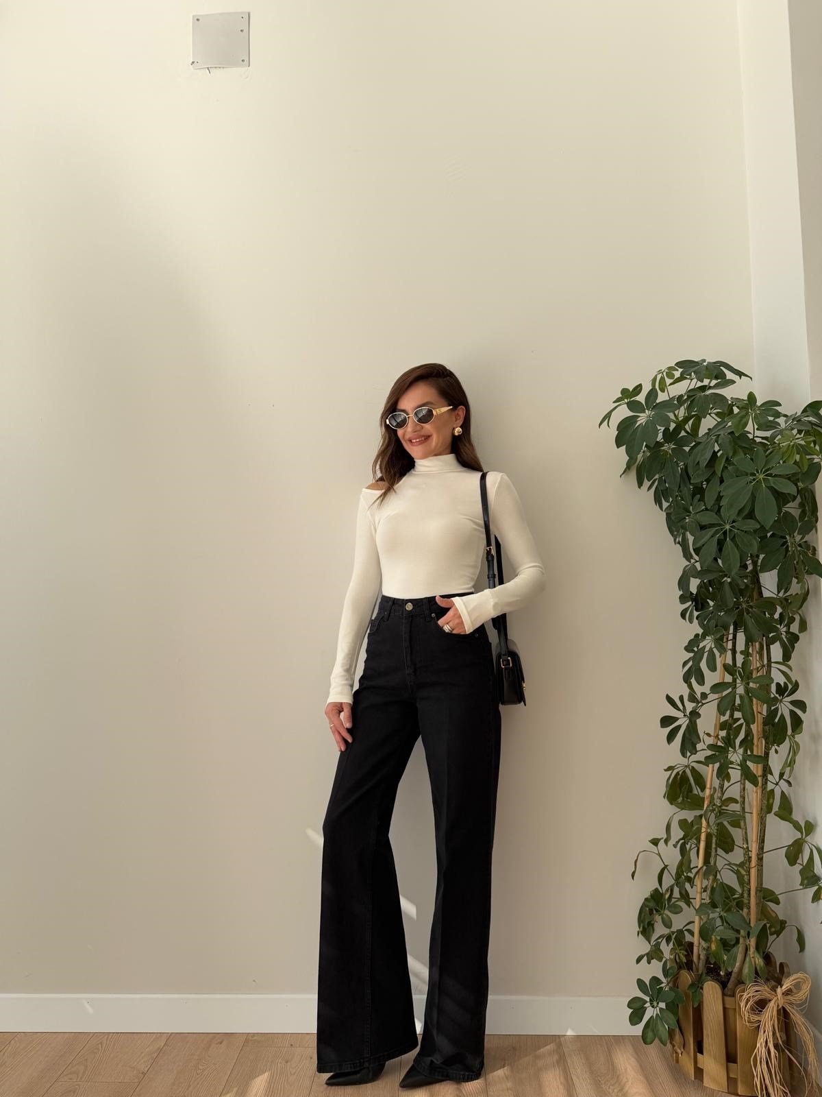 Siyah Wide Leg Jean D861