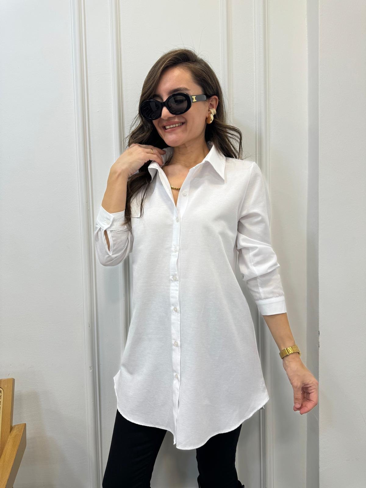 Siyah Yan İnci Detaylı Süveter Gömlek Takım 94517