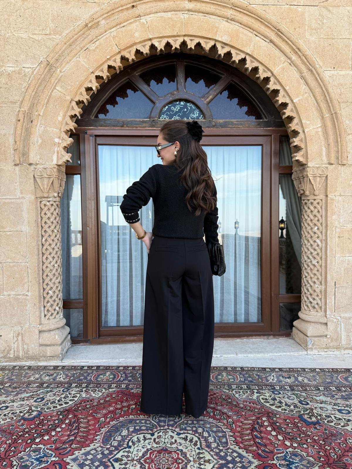 Siyah Yüksek Bel Palazzo Pantolon 5190