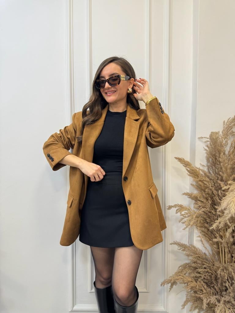 Taba Lüx Kalite Süet Blazer Ceket 4491