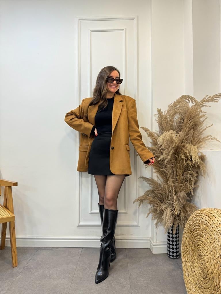 Taba Lüx Kalite Süet Blazer Ceket 4491